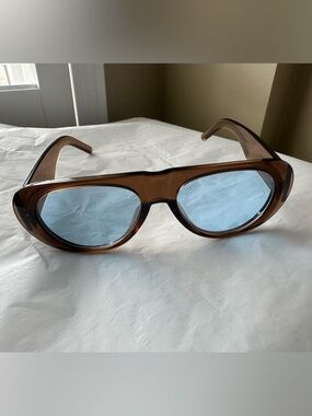 Affordable Fashion Finds Brown Frame Sunglasses with Blue Lenses